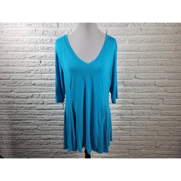 Soft Surroundings Womens Top Extra Large XL Tunic Blue Asymmetric Casual BLU109E - Picture 1 of 8